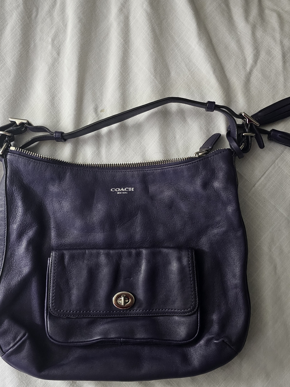 Coach Navy Leather Shoulder Bag